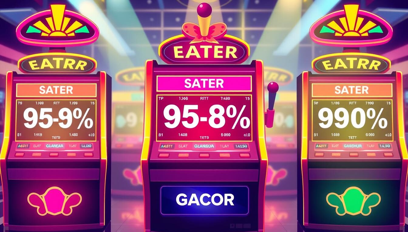 Ilustrasi mesin slot gacor dengan persentase RTP tinggi di situs togel dan slot gacor Indonesia